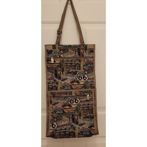 Route 66 Carpet Tapestry Embroidered Rolling Luggage Collapsible Bag on Wheels